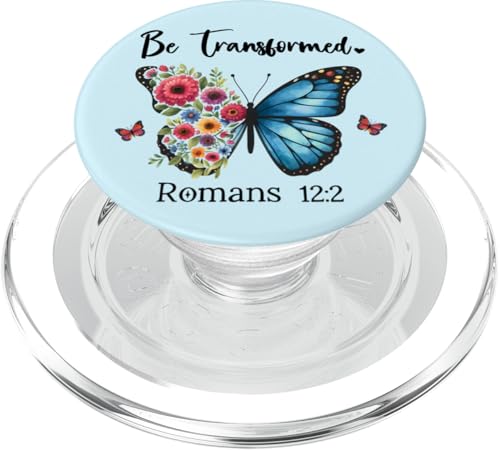 Be Transformed Romans 12:2 Christian Butterfly Bible Verse PopSockets PopGrip for MagSafe - style: Magnetic PopGrip