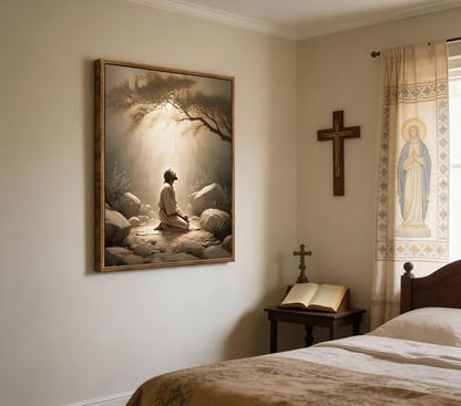 Framed Jesus Prayers Canvas Wall Art, God Divine Mercy Painting, 24x36in - color: Framed Jesus Prayers, size: 24x36in