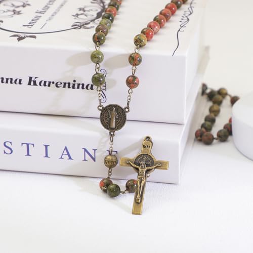 KOMI 8mm Natural Stone Beads Rosary Necklace Rosarios Catolicos Para Mujer Catholic Rosary Beads for Women Christian Gifts - style: Rosary-5