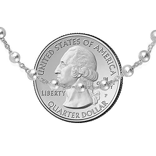 Savlano 925 Sterling Silver Italian Solid Bead Chain Cross & Rosary Virgin Mary Pendant Y Necklace Comes With Gift Box for Women - Made in Italy - style: 5MM