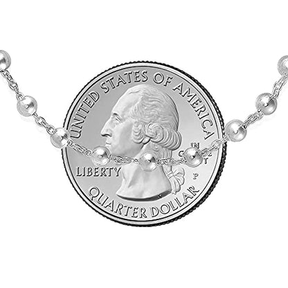 Savlano 925 Sterling Silver Italian Solid Bead Chain Cross & Rosary Virgin Mary Pendant Y Necklace Comes With Gift Box for Women - Made in Italy - style: 5MM