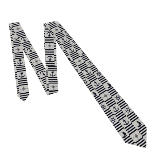 Men's Neckties, Novelty Printed Skinny Tie for Work Casual Party - color: Anchor