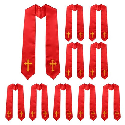 10 PC Clergy Stole & Choir Stole Bulk 60/72" - color: Red, size: 60 inch