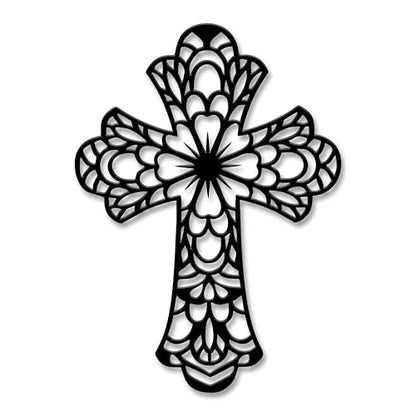 Rajukit Geometry Christian Metal Cross Wall Art for Home - color: Geometry