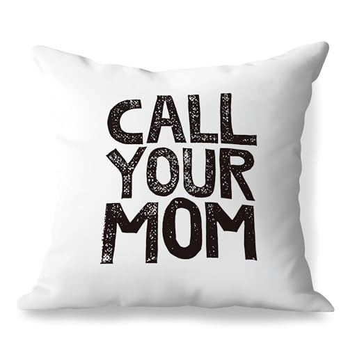 Funny Call Your Mom Text Your Mom Reversible Pillow Cover 18x18 Double-Sided, for Daughter, Son Gifts, Dorm Room Accessories Graduation Party, Freshman Gift - color: Call Your Mom