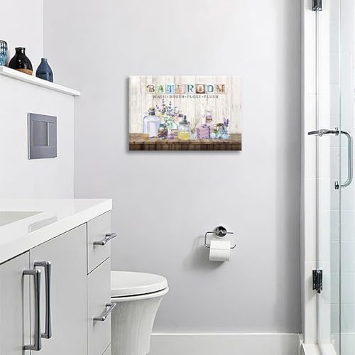 Lavender Bathroom Wall Art Purple Lavender Pictures Wall Decor Bathroom Sign Canvas Print Lavender Painting Framed Modern Home Artwork Decorations For Bathroom 20"x16" - color: Lavender Bathroom, size: 20"L x 16"W