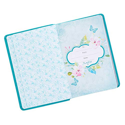 He Whispers Your Name 365 Devotions for Women - Hope and Comfort to Strengthen Your Walk of Faith - Teal Faux Leather Devotional Gift Book w/Ribbon Marker