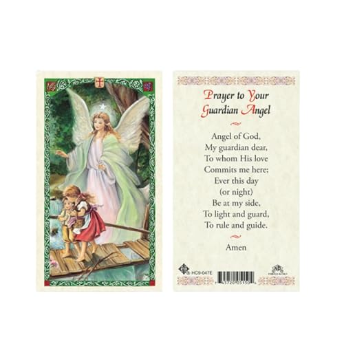 Guardian Angel Laminated Prayer Card with Clip-On Medal and Bonus Our Father Card – Protective Spiritual Gift Set