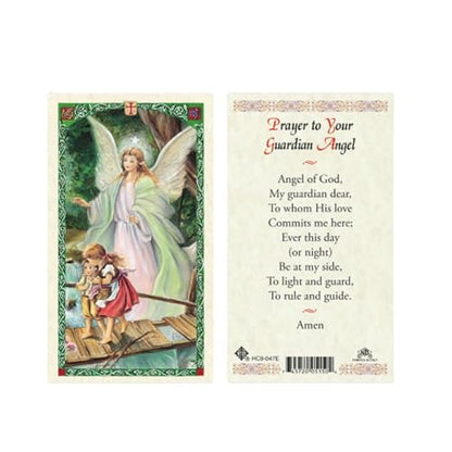 Guardian Angel Laminated Prayer Card with Clip-On Medal and Bonus Our Father Card – Protective Spiritual Gift Set