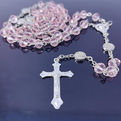 Rosary Beads for Women, Catholic Rosary Necklace, Exquisite Gifts Perfect for Prayer, Weddings, Baptisms - color: Pink