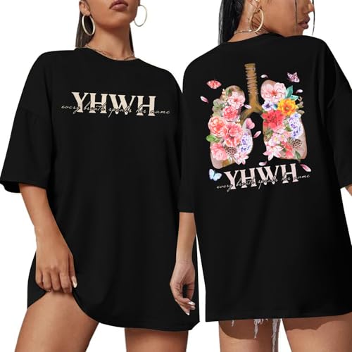 DUTUT Christian Shirts for Women Oversized Jesus Shirt Religious Faith Graphic Tops Short Sleeve Casual Crewneck Tee - color: Black-2, size: Medium