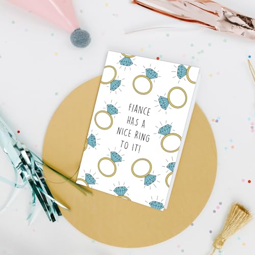 Nchigedy Funny Engagement Cards for Him Her, Engaged Congratulations Card for Couples Newly Engaged, Engagement Card for Friend Son Daughter, Fiance Has A Nice Ring To It - color: #15