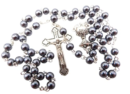 Westmon Works First Holy Communion Rosary Beads with Metal Crucifix & Center for Him Deluxe Set with Gift Bag