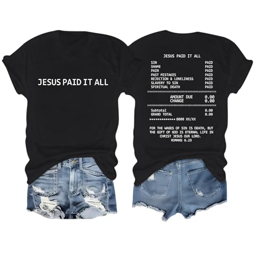 Christian Faith God Shirts for Women Jesus Bible Verse Shirt Religious Tshirts Vintage Graphic Tees Church - color: Black, size: Small