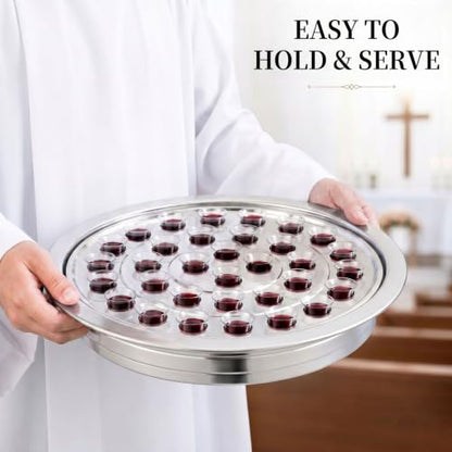 Stainless Steel Communion Tray, 40 Cup Openings, Stackable Silver Church Communion Cup Holder for Worship Services, Holy Communion Supplies, 1 Tray Only, Cups and Lid Not Included - color: Silver