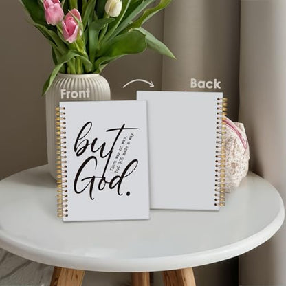 Wheatwin Bible Notebook for Women Men, Christian Journal, But God Inspirational Christian Church Notebook Hardcover Spiral Notebook 5.5x8.3 - color: But god