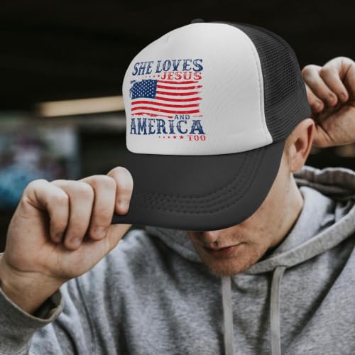 She Loves Jesus and America Too Hats for Womens Soft Washed Distressed Baseball - color: She Loves Jesus and America Tooallblack2