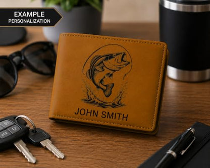 LaserGram Personalized Wallet, Christian Cross (Dark Brown) - color: Dark Brown
