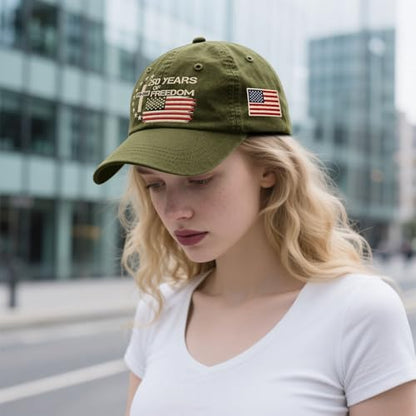 US 250th Anniversary Hat, Patriotic Embroidered Cap, 1776-2026 Freedom Celebration, 250 Years American History Gift Patriots - color: Army Green