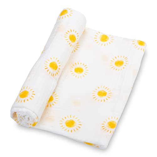LollyBanks Muslin Swaddle Blanket, 47 x 47 in, Newborn Receiving Blanket - color: Beautiful Day
