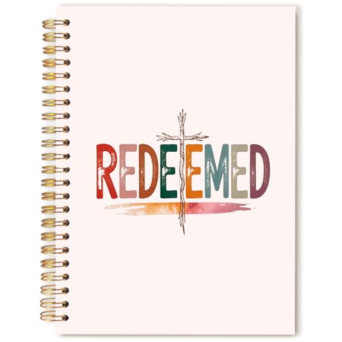 Retro Boho Christian Notebook Journal, Christian Religious Gifts, Redeemed Jesus Bible Spiral Hardcover Notebook Journal for Church Notes Study Office Work, 5.5x8.3 Inch - color: The Redeemer