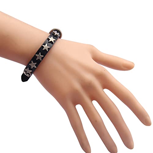 GelConnie Punk Leather Cuff Bracelet Adjustable Straps Wrap Bracelets Arm Armor Cuff Gothic Leather Wristbands for Men, Women - color: Black Leather Bracelet