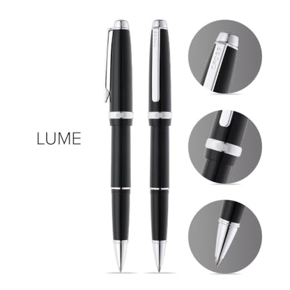 Cross Lume Polished Chrome Rollerball Pen, Medium Point, Black Ink - color: Black