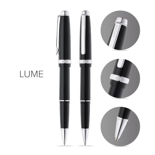 Cross Lume Polished Chrome Rollerball Pen, Medium Point, Black Ink - color: Black