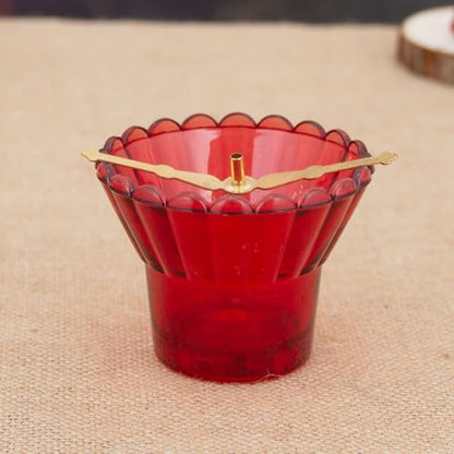 Orthodox Christian Hanging Oil Lamp, Orthodox Vigil Oil Lamps with Red Glass Cup, for Religious Ceremonies and Daily Use (Red) - color: Red
