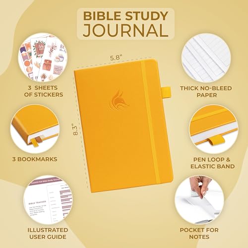 Clever Fox Bible Study Journal, Guide, Supplies for Women A5 Amber Yellow - color: Amber Yellow, size: A5 (5.8'' x 8.3'')