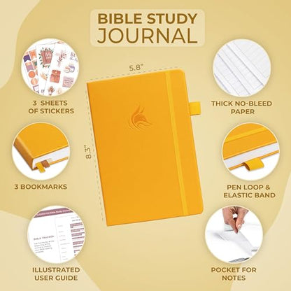 Clever Fox Bible Study Journal, Guide, Supplies for Women A5 Amber Yellow - color: Amber Yellow, size: A5 (5.8'' x 8.3'')