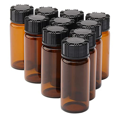 10Pcs 10ml Small Amber Glass Lab Sample Vials with Black Screw Caps - color: amber, size: 10ml