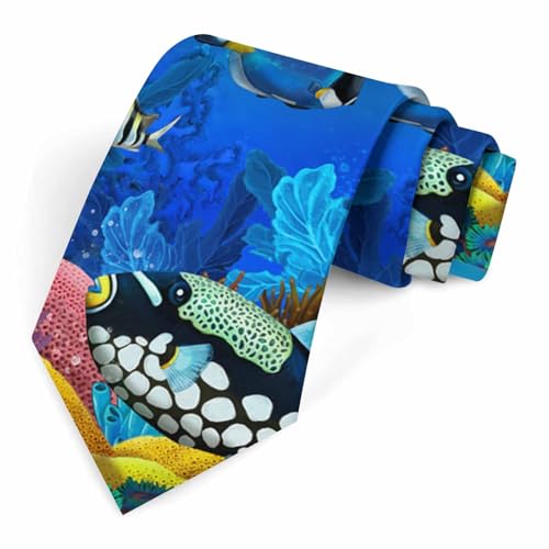 funny Ties for Men Business Novelty Men's Neckties for Festival Holiday Party Valentine's Day Wedding Christmas - color: Tropical Coral Reef