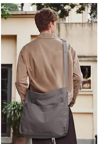 KALIDI Canvas Tote Bag Zipper Large Crossbody Shoulder Bag Messenger Bag - color: *Grey