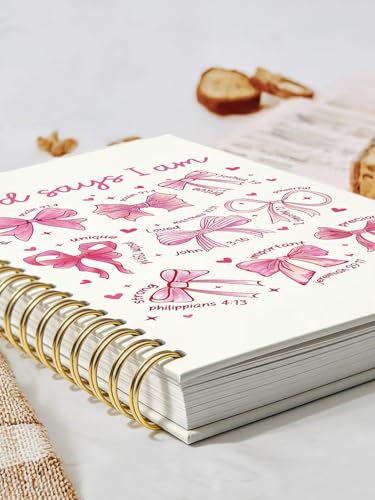 Bible Study Journal Notebook，Christian Gifts for Women Teen Girls Kids,Church Notes Notebook for Worship & Sermons，Inspirational Religious Hardcover Spiral Notebook 5.5x8.3 Inch - color: GOD SAYS I AM