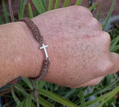Cross Hemp Bracelet - color: Dark Brown