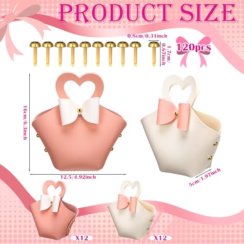 Sweetude 24 Set PU Leather Heart Purse Gift Bag with Handles, Cute Style - color: Cute Style