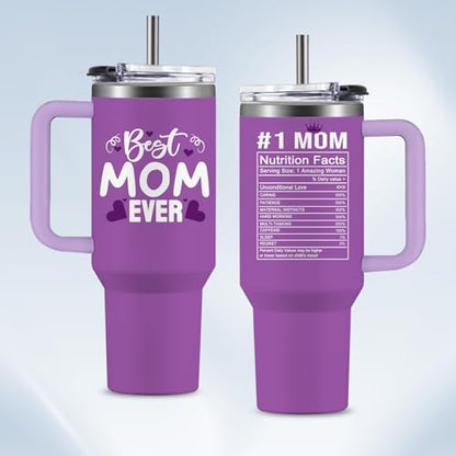 Christian Gifts for Women 40oz Tumbler - Insulated Travel Mug with Handle (Best Mom, 40 Ounces) - color: Best Mom