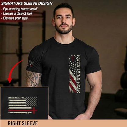 Faith Over Fear Shirt Men, Christian Shirts for Men - color: Ds03-black, size: X-Large