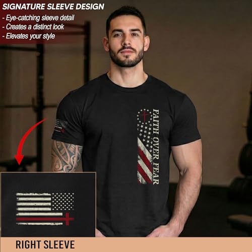 Faith Over Fear Shirt Men, Christian Shirts for Men - color: Ds03-black, size: Medium