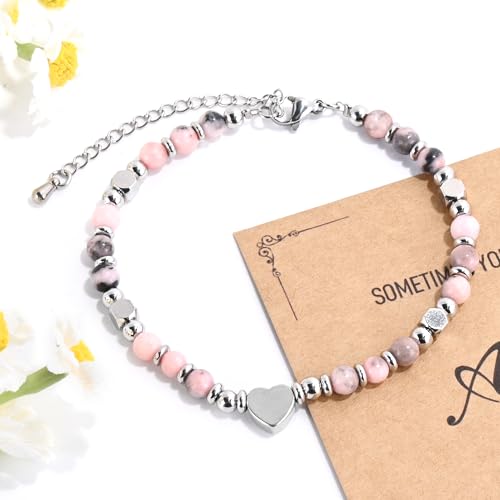 VIBILIA Cross Beaded Bracelets for Women, Birthday Gifts - color: B 4. Heart - Pink Zebra