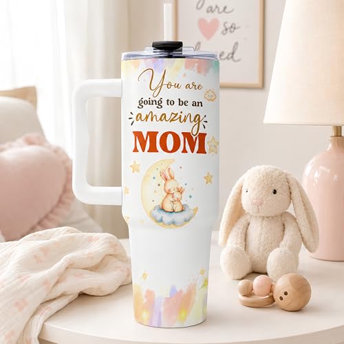 Gifts for New Mom, Push Presents for New Mom Tumbler 40oz with Handle and Straw, Birthday Gifts for Expecting Moms, Mommy To Be, Pregnancy Moms, 1st Time Mommy - color: New Mom