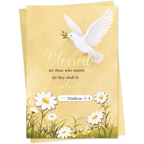 Religious Sympathy Card for Loss of Loved (White Dove & Daisy) - color: 1-Pigeon