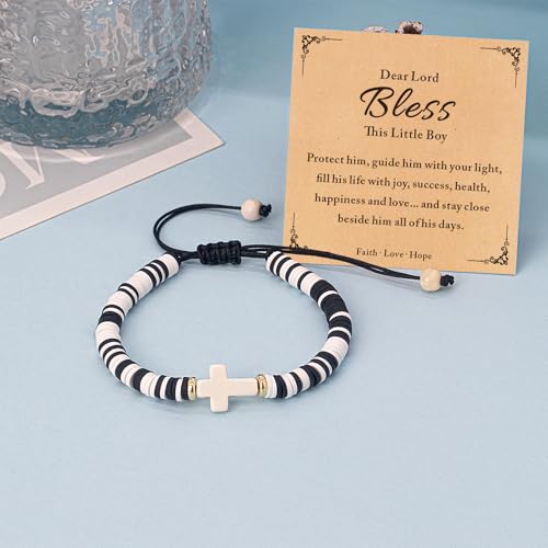 Cute Cross Bracelet Teen Girl Gifts Trendy Stuff Christian Gifts for Kids/Girls/Boys/Teens/Women Jewelry Colorful Jesus Bracelets Christmas Religious Communion Baptism Confirmation Gifts - color: 1-Bless Boy D