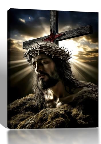 dzbBest Jesus Crown of Thorns Canvas Wall Art, Gallery Wrapped Print, 12x16 - color: Jesus Crown Of Thorns, size: 16"L x 12"W