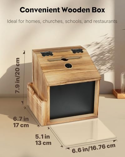 Uniclife Suggestion Box with Slot and Lock, Wood Donation Box - color: 7.7" L x 6.7" W x 7.9" H