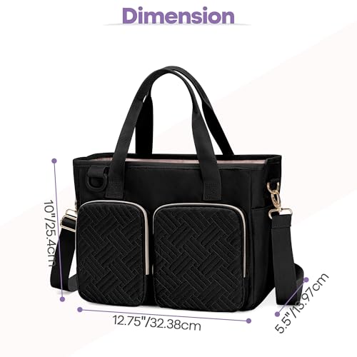Teamoy Large Bible Bag for Women, Bible Tote Bag Book Cover Case, Black - color: Black