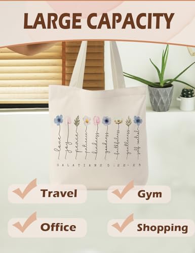 Bible Bags for Women, Christian Tote Bag, Gifts for Christian Women - color: Cream