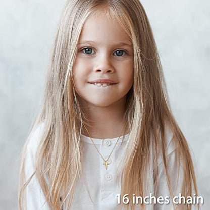 REVEMCN Christian Black Gold Silver Cross Necklace for Boys & Men, 16-22" - color: Gold - 0.8'' × 0.5'' cross pendant, size: 22 inches