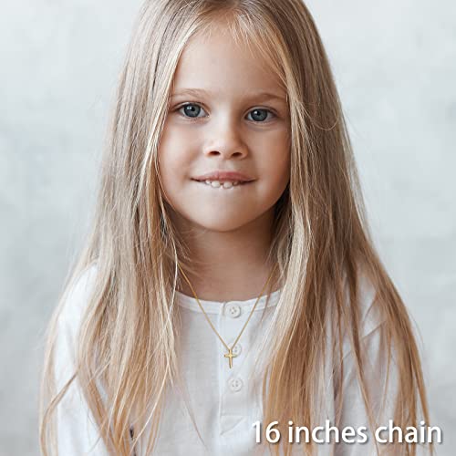 REVEMCN Christian Black Gold Silver Cross Necklace for Boys & Men, 16-22" - color: Gold - 0.8'' × 0.5'' cross pendant, size: 22 inches